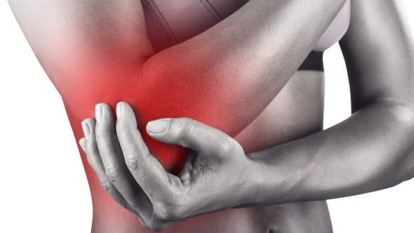 The picture shows where tennis elbow pain is